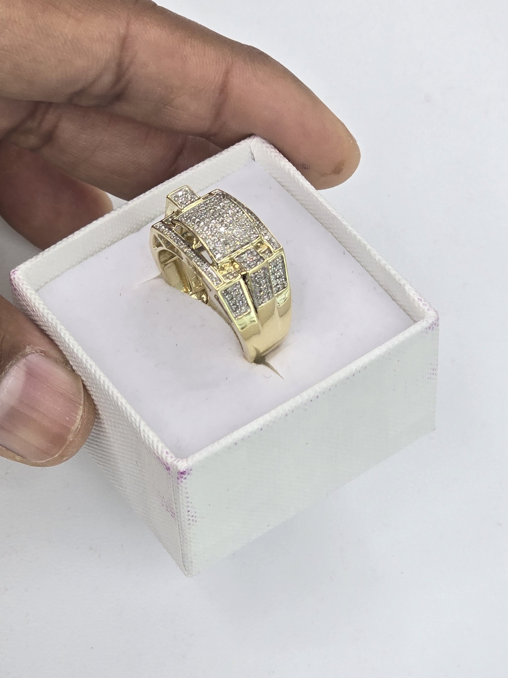 Real Diamond 10kt Gold Ring For Men - Picture 6 of 9